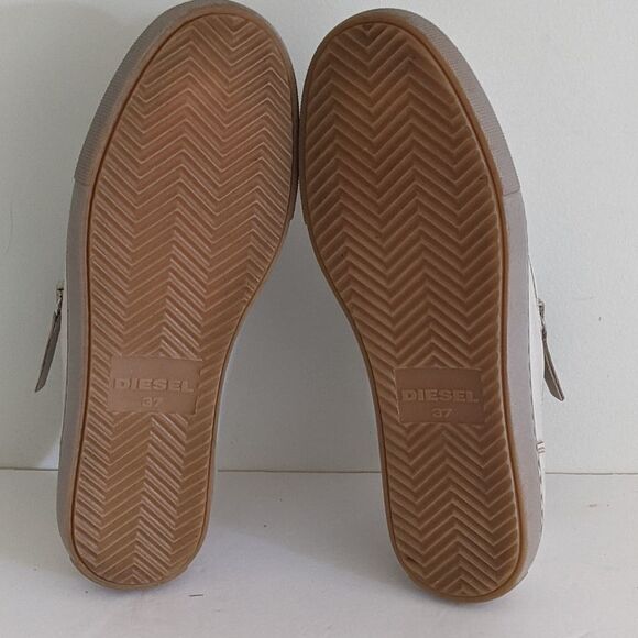 Diesel Cream Vintage Washed Leather Sneakers Women's 37 - Picture 10 of 10